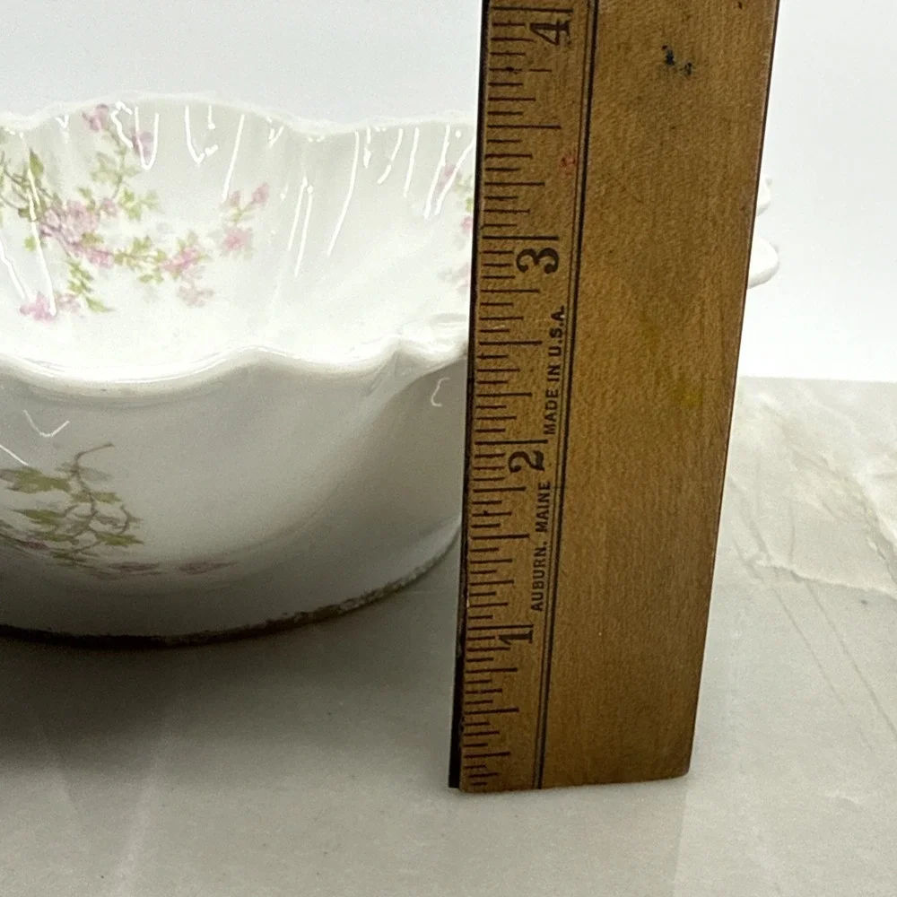 Antique Haviland Limoges France Scalloped Edge Floral Serving Bowl READ
